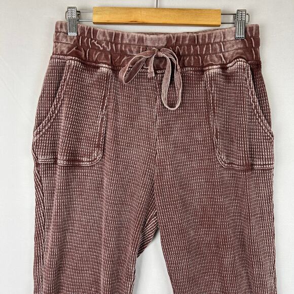 Hard Tail Thermal Waffle Jogger Pants Red Elastic Waist MKT00192 Women's Size M - Picture 2 of 11